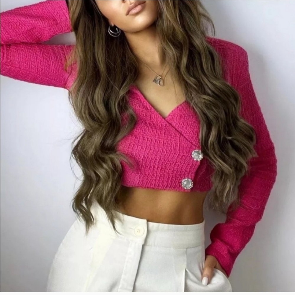 Zara Pink Cropped Blazer